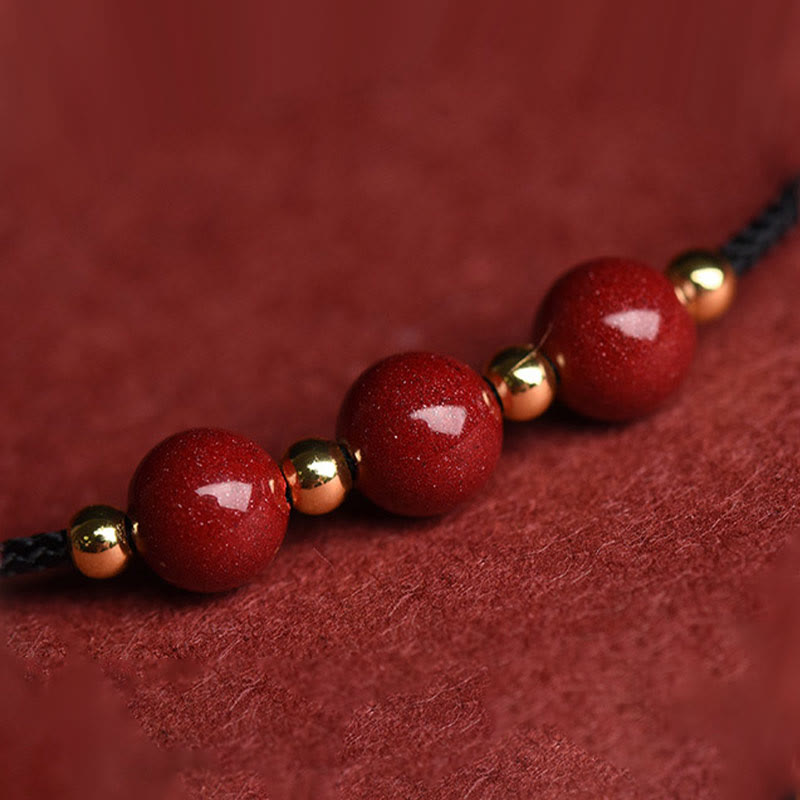 Pulsera tobillera con cuentas de cinabrio de la suerte naturales con Buddha Stones