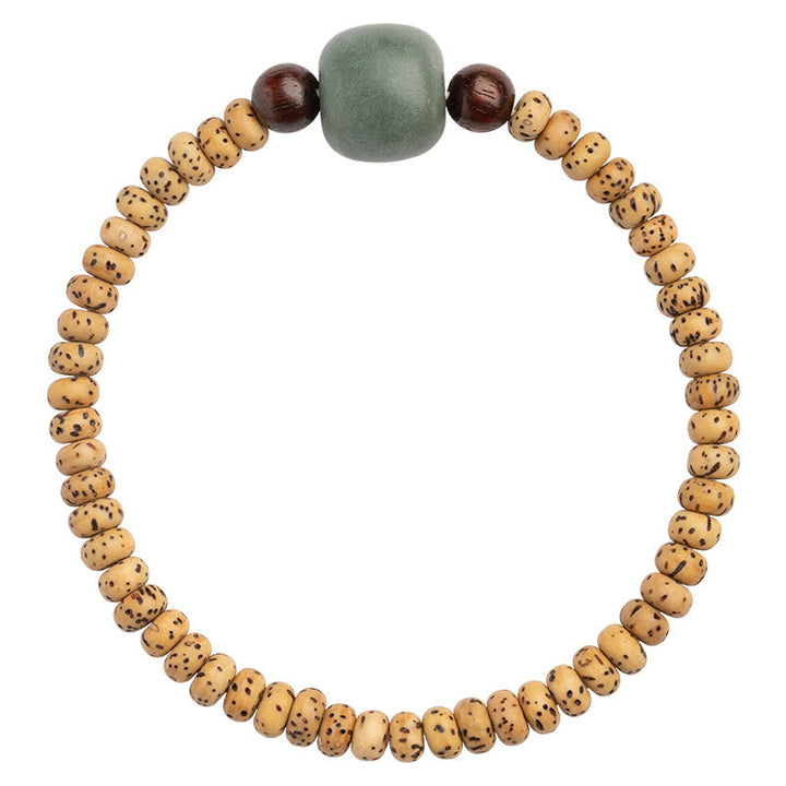 Pulsera de sabiduría de sándalo rojo con hojas pequeñas y semillas de Bodhi de Buddha Stones