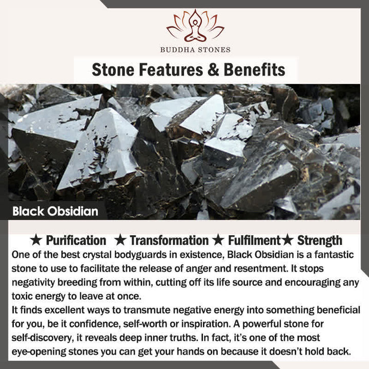 Buddha Stones Colgante de protección de obsidiana negra natural redonda con dragón tallado