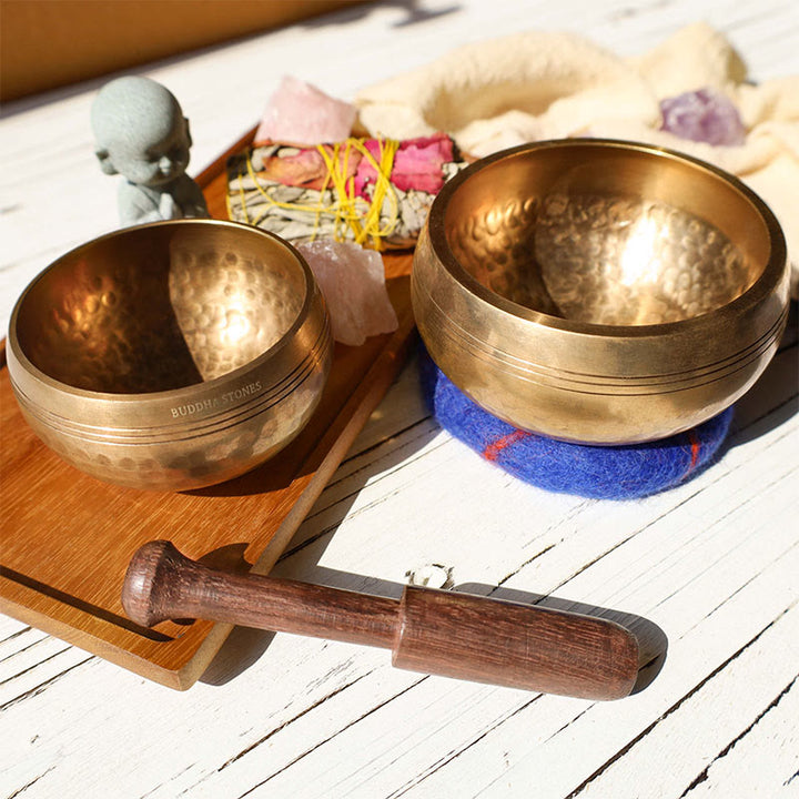 Cuenco tibetano con sonido de meditación hecho a mano para curación y atención plena