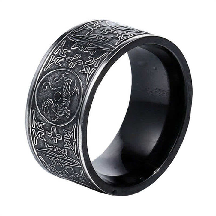 Buddha Stones Cuatro Guardian Bestia Dragón Tigre Blanco Suzaku Basalto Tallado Éxito Suerte Anillo