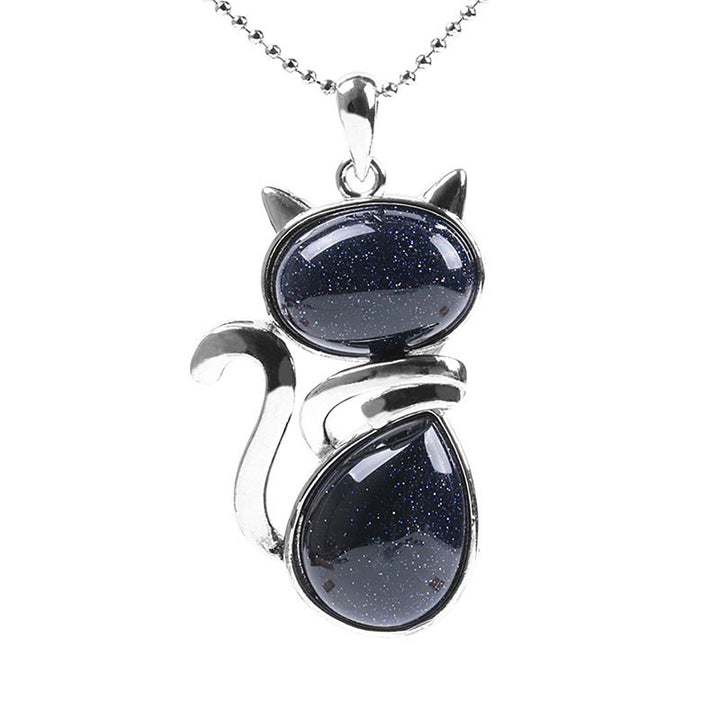 Colgante de collar de protección de cristal natural con patrón de gato de Buddha Stones - image 21