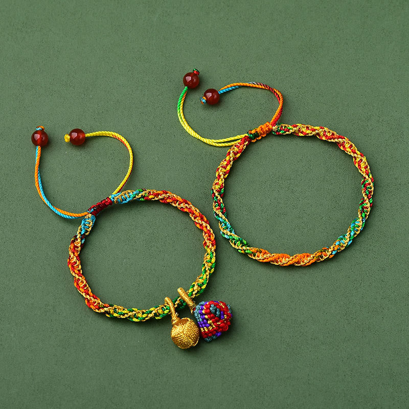 Pulsera con dijes Zongzi hecha a mano con cuerda colorida y Buddha Stones