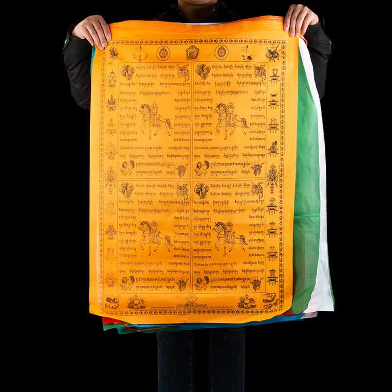 Bandera tibetana de oración al aire libre, 5 colores, caballo de viento, felicidad, auspicioso