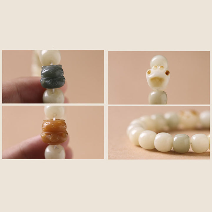 Pulsera de la paz con Buddha Stones, gato de la suerte, semilla Bodhi, pata de gato - image 11