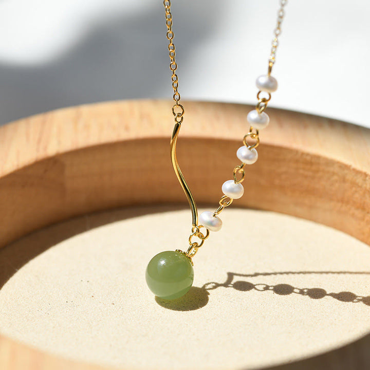 Piedras de BudaColgante de collar de cuentas de suerte de perlas de jade natural de Hetian
