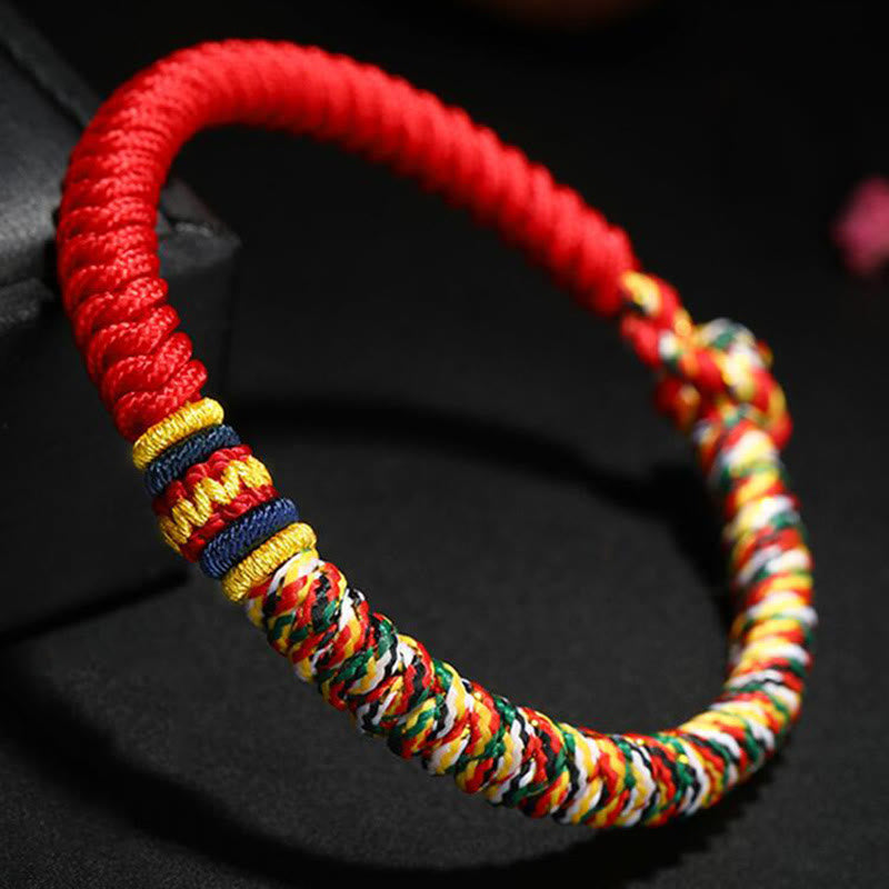 Pulsera de cuerda trenzada con nudo King Kong, hilo multicolor hecho a mano tibetano con Buddha Stones