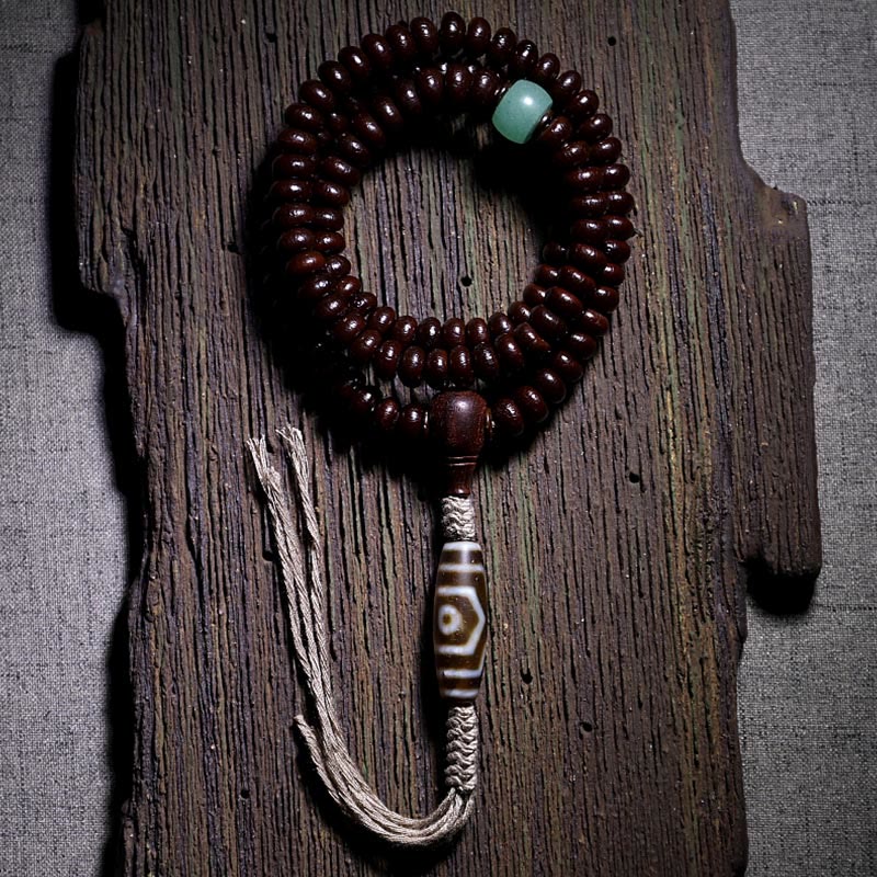 Buddha Stones naturales del Tíbet 108 cuentas de Mala semilla de Bodhi púrpura cuentas Dzi de tres ojos pulsera de armonía Dorje de cobre