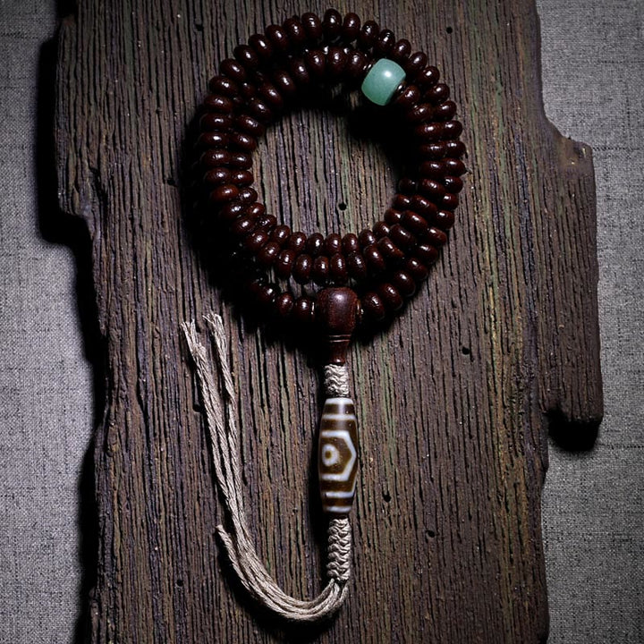 Buddha Stones naturales del Tíbet 108 cuentas de Mala semilla de Bodhi púrpura cuentas Dzi de tres ojos pulsera de armonía Dorje de cobre