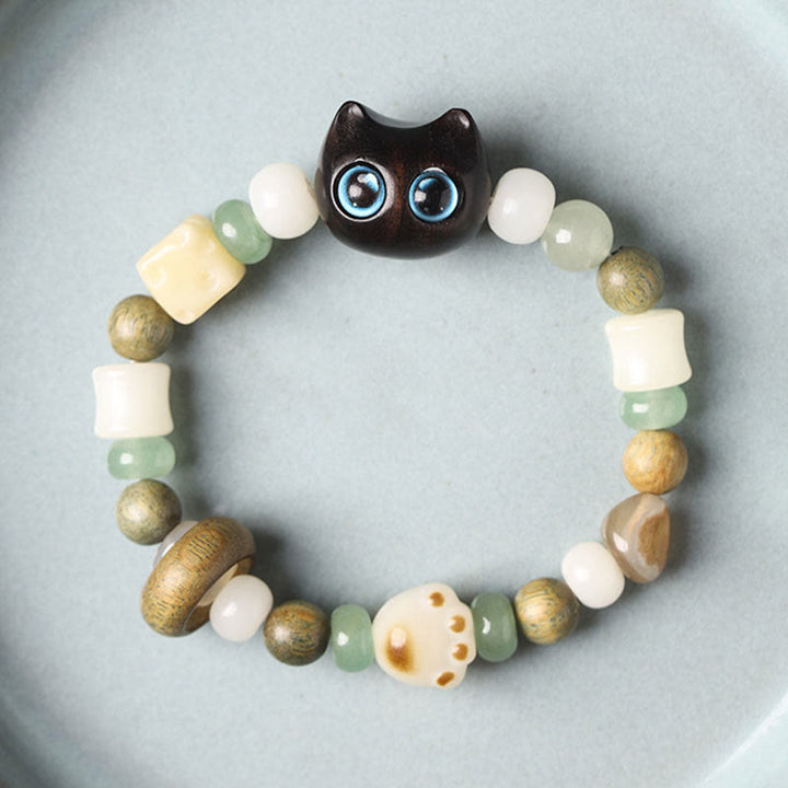 Buddha Stones, semillas de Bodhi, sándalo verde, madera de ébano, hoja pequeña, sándalo rojo, cabeza de gato, garra de pata, pulsera de la paz - image 3