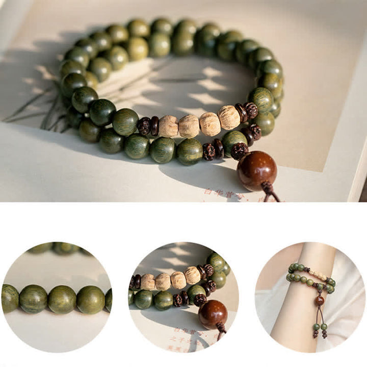 Pulsera de paz positiva de sándalo verde