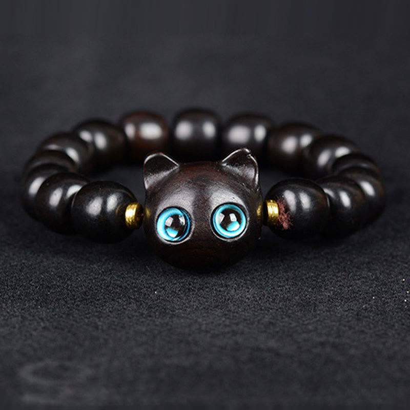 Buddha Stones Madera de ébano Sándalo verde Sándalo rojo Precioso gato Pulsera de equilibrio - image 2