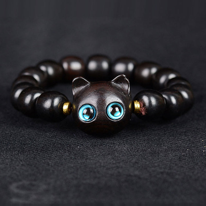 Buddha Stones Madera de ébano Sándalo verde Sándalo rojo Precioso gato Pulsera de equilibrio - image 2