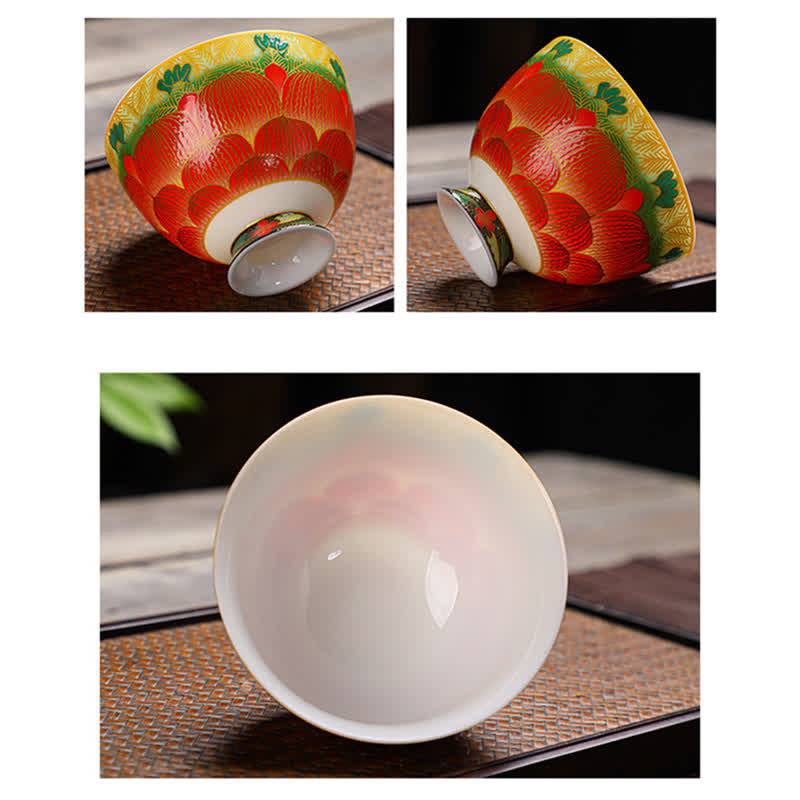 Tazas de té de flor de taza de té de cerámica de loto de Buddha Stones 100ml