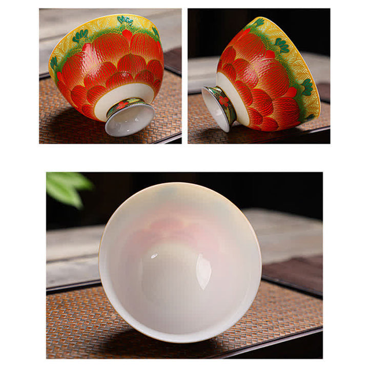 Tazas de té de flor de taza de té de cerámica de loto de Buddha Stones 100ml