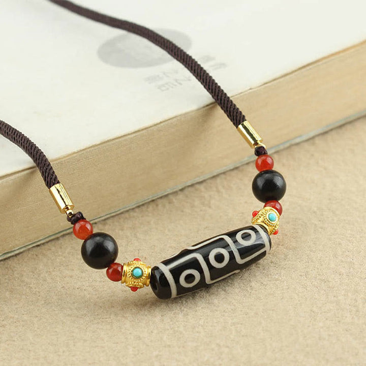 Colgante de collar de cadena con Buddha Stones tibetanas de nueve ojos Dzi, protección de cuentas, bendiciones - image 5