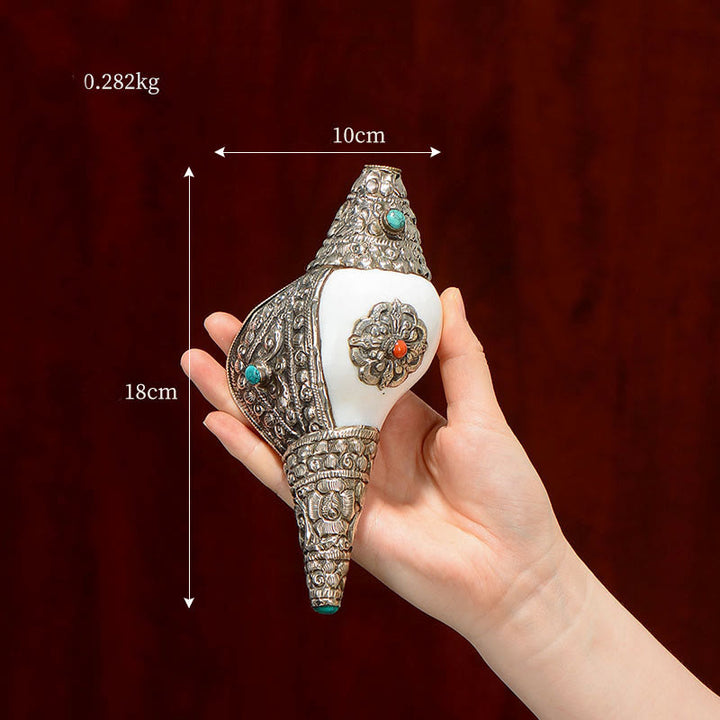 Concha de caracola Shankha Natural tibetana, concha marina, decoración del hogar de la suerte y la riqueza - Shankh mediano 18*10cm - image 3