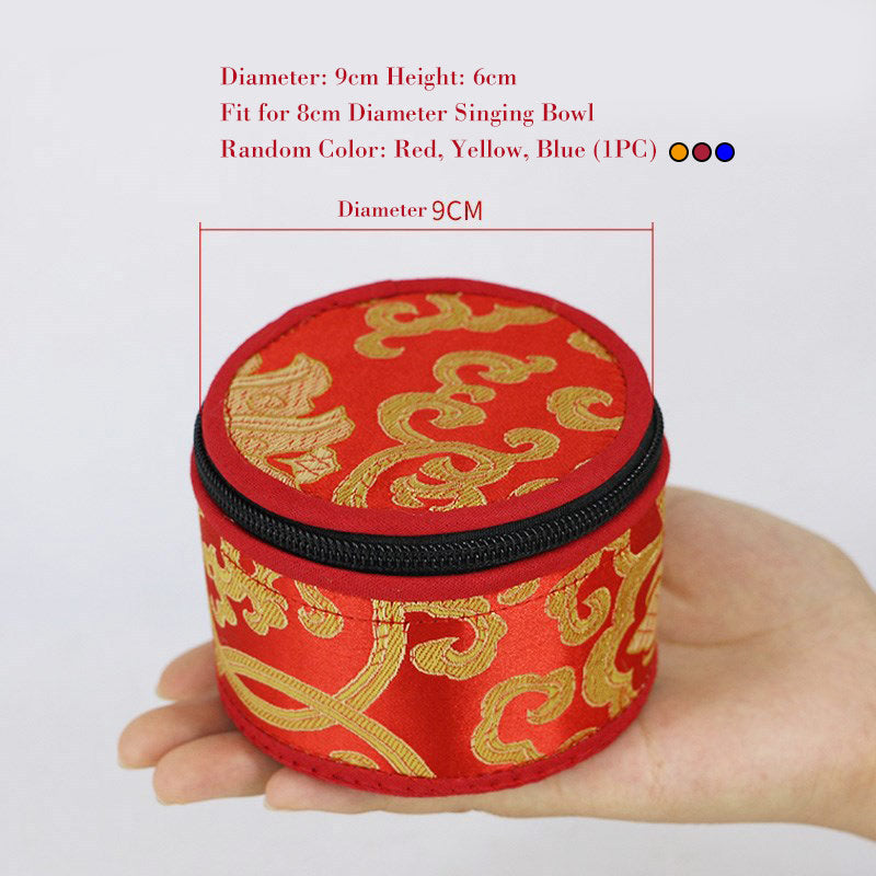 Bolsa de almacenamiento de cuenco tibetano con decoración de cierre de cremallera
