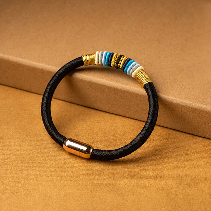 Pulsera trenzada con hebilla magnética hecha a mano con nudo King Kong tibetano de Buddha Stones