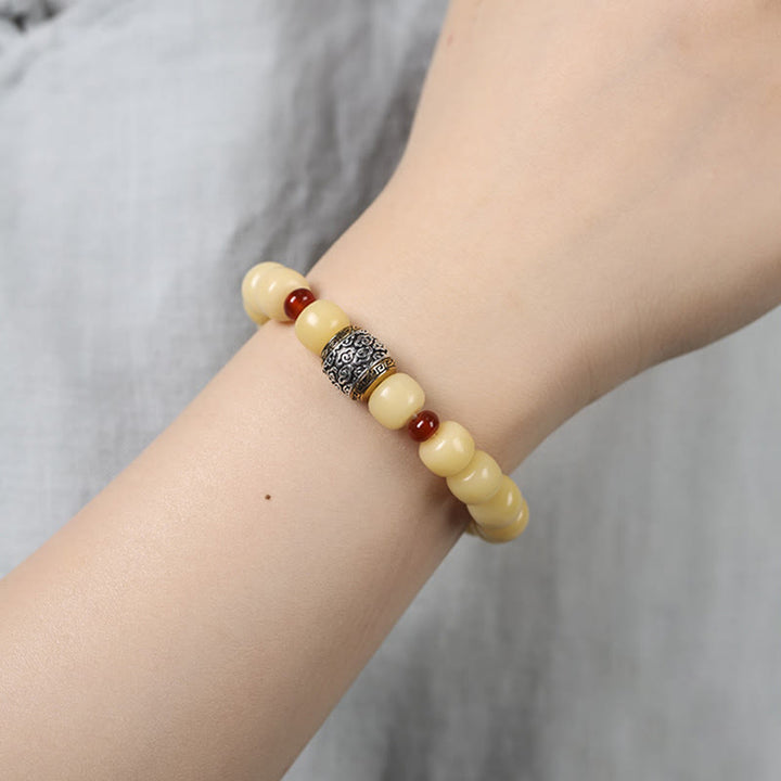 Pulsera de paz con cuentas de carácter Fu de nube auspiciosa de semillas Bodhi de Buddha Stones