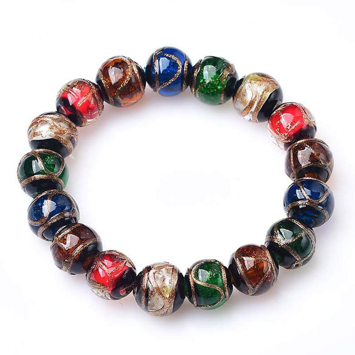 Pulsera de la suerte con cuentas de cristal de Liuli de colores y Buddha Stones - image 5