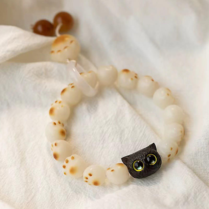 Pulsera de la paz del gato de la suerte de la pata encantadora de sándalo rojo de la semilla de Bodhi Natural de las Buddha Stones - image 9