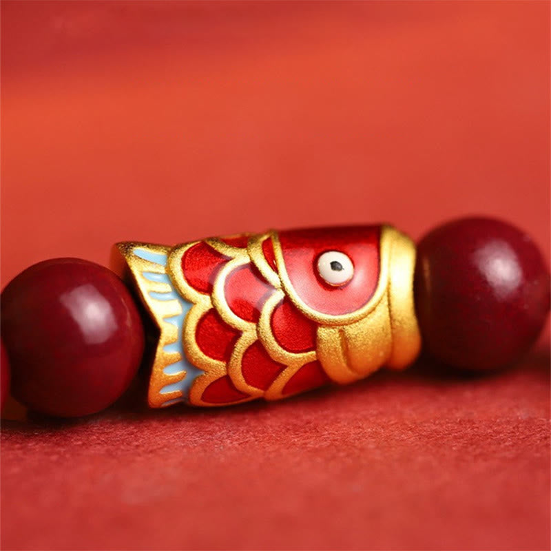 Pulsera de bendición con cuentas de jade hetiano, pez Koi de la suerte, cinabrio Natural , Buddha Stones