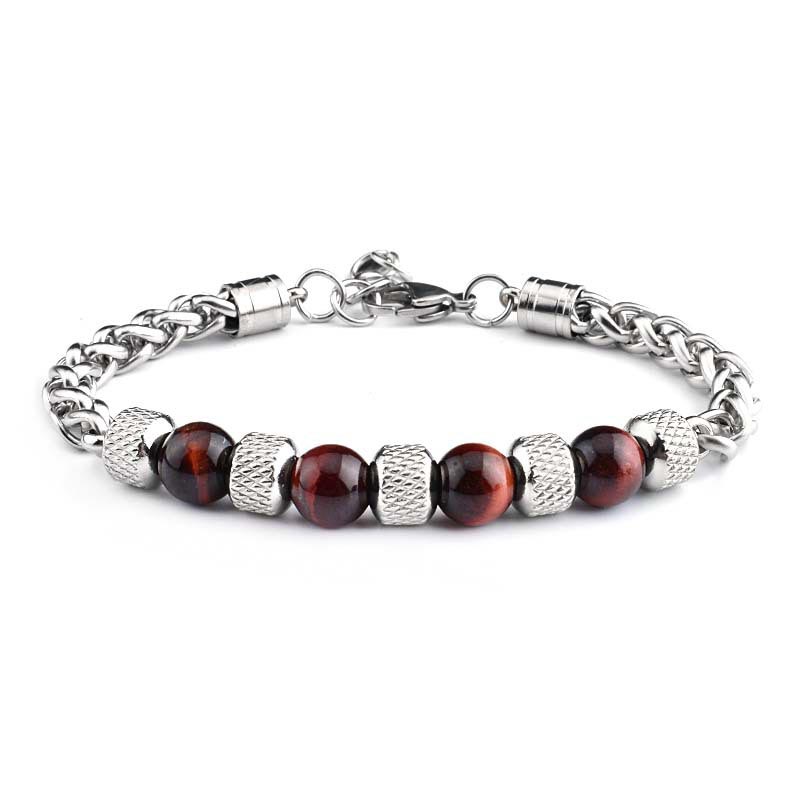 Pulsera de coraje con cuentas de ojo de tigre de ónix negro y Buddha Stones