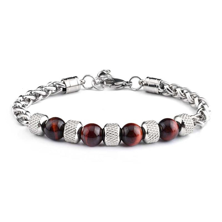 Pulsera de coraje con cuentas de ojo de tigre de ónix negro y Buddha Stones