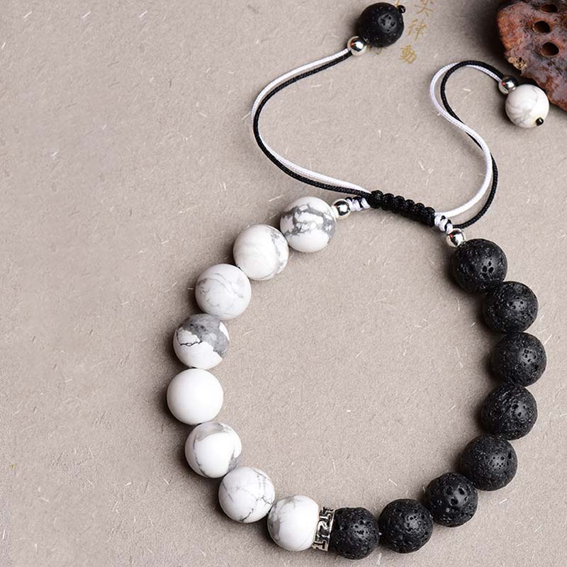 Pulsera de protección de piedra de lava Yin Yang de Buddha Stones