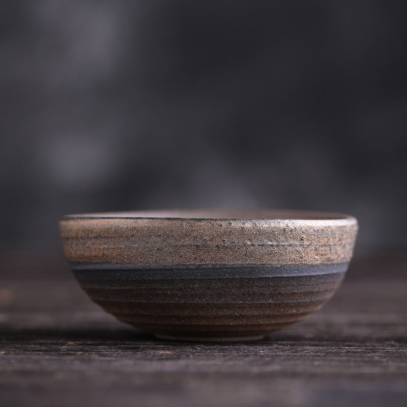 Taza de té de cerámica con textura de rayas marrones simples , Buddha Stones, tazón de taza de té de Kung Fu