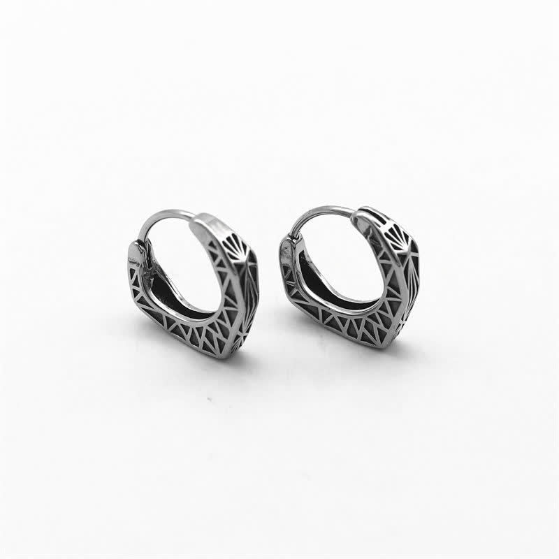 Pendientes de equilibrio de acero y titanio con aro vikingo