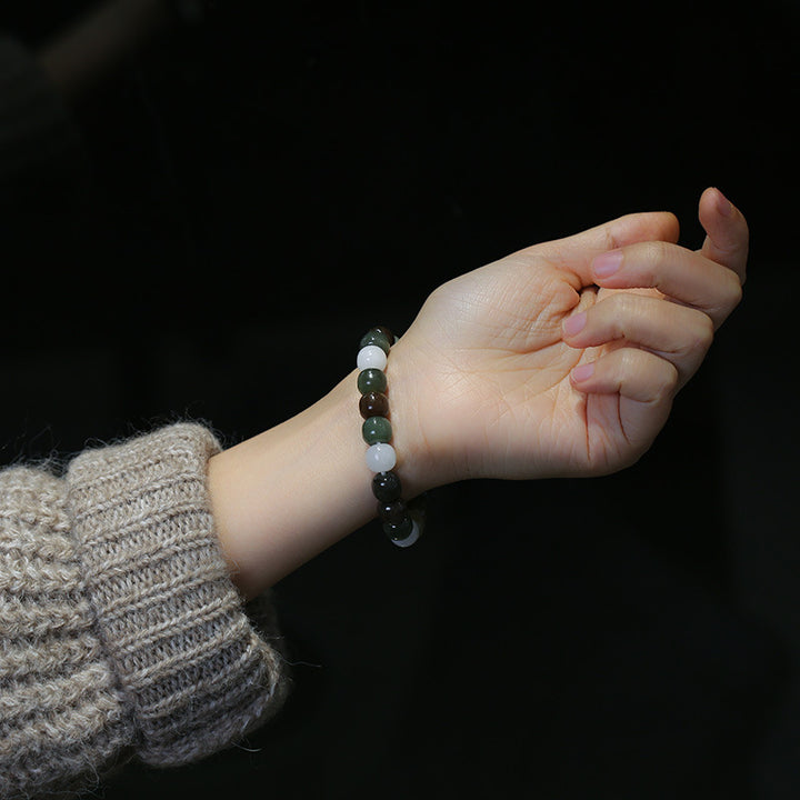Pulsera de bendición de la suerte de jade degradado con Buddha Stones