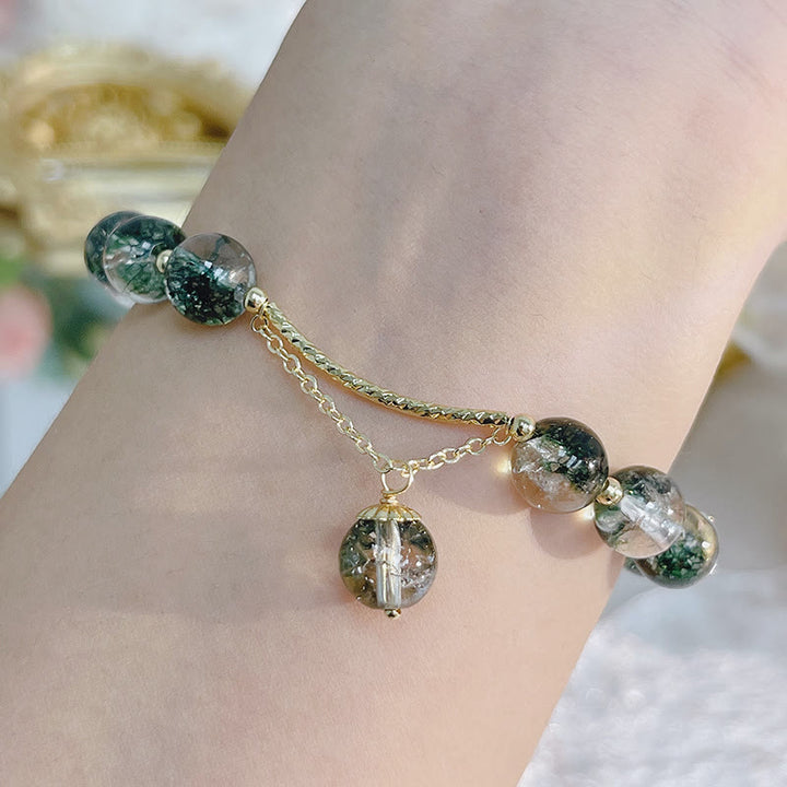 Pulsera con dije de confianza de cristal fantasma verde de Buddha Stones