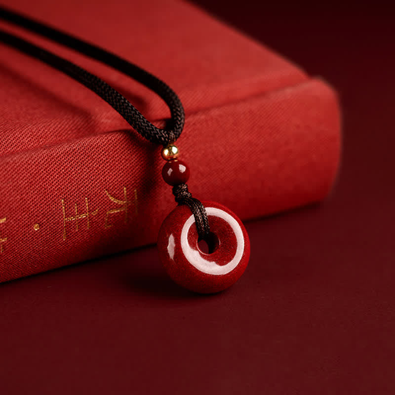Colgante de collar con Buddha Stones , cinabrio, hebilla de la paz, bendición tranquila