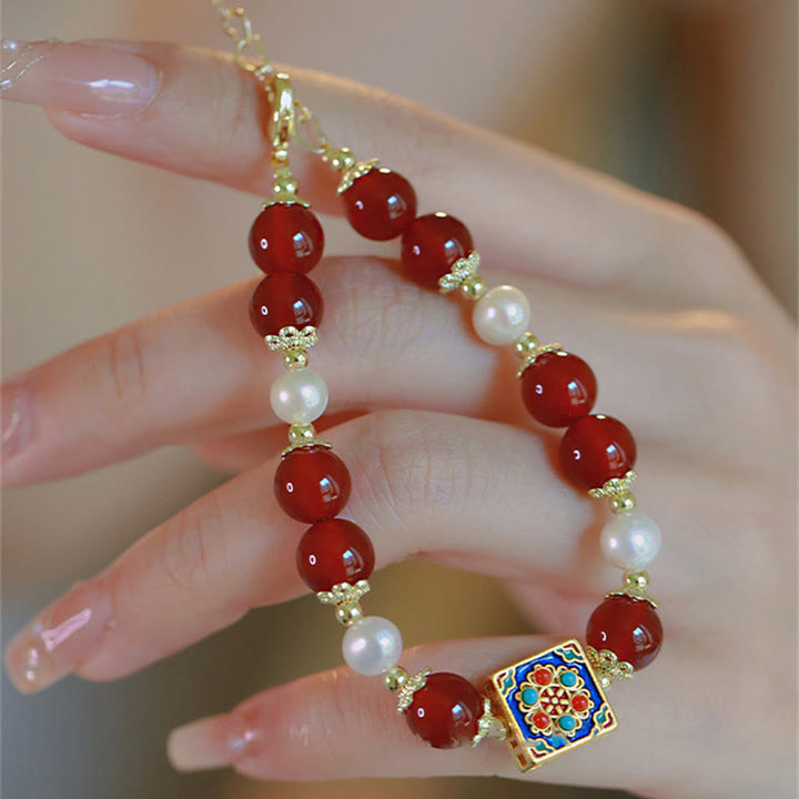 Pulsera Autoaceptación Confianza Perla Ágata Roja Buddha Stones