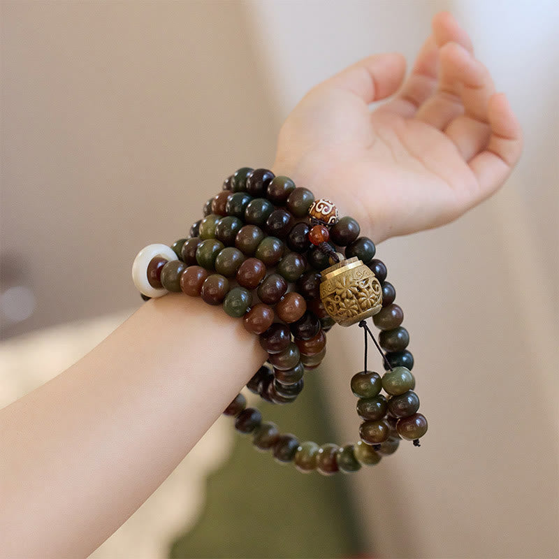 Buddha Stones 108 cuentas Mala Color Dunhuang semilla Bodhi cuenta Dzi mantener alejados los espíritus malignos pulsera