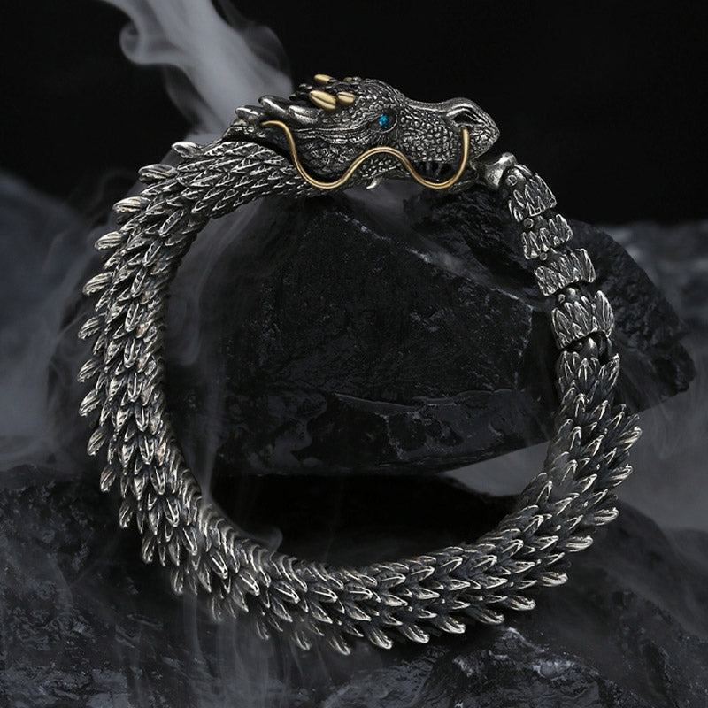 Pulsera de cadena de protección de la suerte con amuleto hecho a mano de dragón nórdico de Buddha Stones