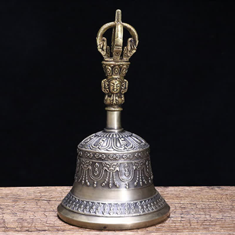 Campana de meditación tibetana y juego de decoración de iluminación de cobre Vajra Dorje