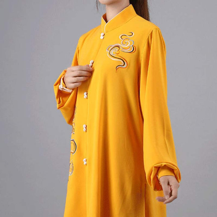 Buddha Stones nubes propicias bordado meditación oración espiritual Zen Tai Chi Qigong práctica conjunto de ropa Unisex