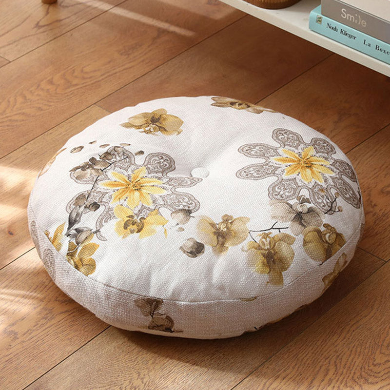 Cojín de asiento de meditación de lino con diseño Simple de loto, decoración para el hogar y la sala de estar - Desmontable - 40 cm x 10 cm - Crema de menta - image 19