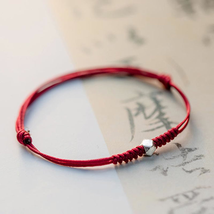 Pulsera trenzada de hilo rojo con protección de cuentas de la suerte de plata de ley 925 con Buddha Stones