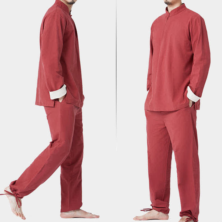 Conjunto de ropa de lino y algodón para hombre, meditación Zen espiritual, Buddha Stones, Yoga, práctica de oración