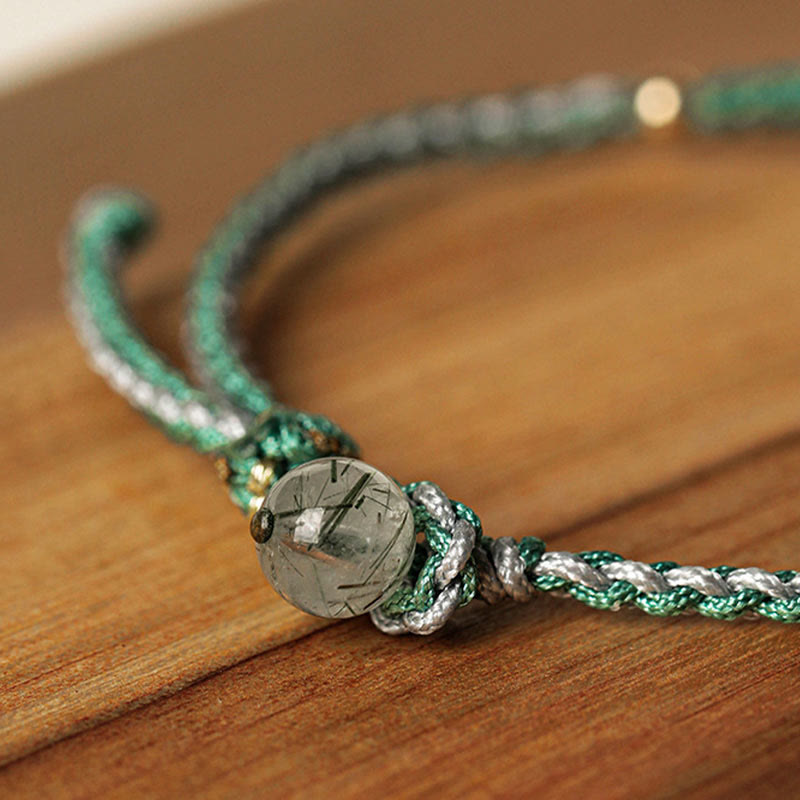 Pulsera trenzada de bendición de la suerte con cuentas de calabaza y hebilla de la paz de jade blanco con Buddha Stones