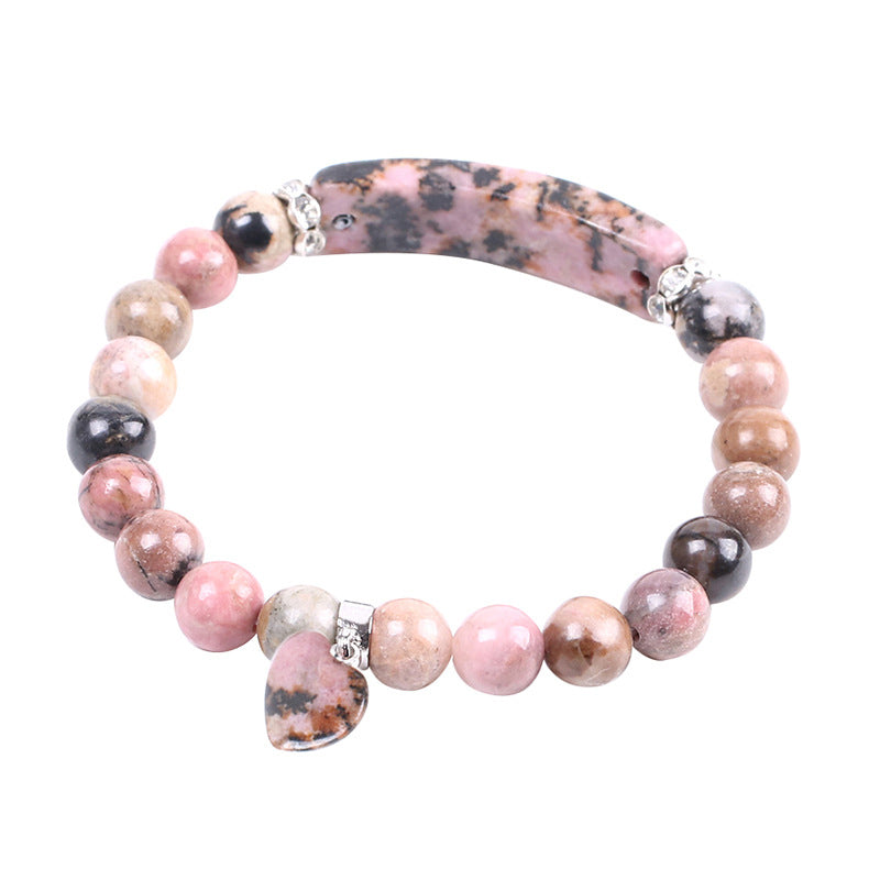 Pulsera de cuentas curativas de corazón de amor de rodonita con Buddha Stones