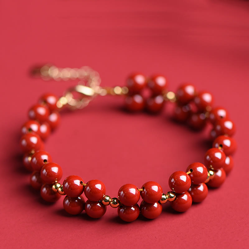 Pulsera de bendición con cuentas de cinabrio natural de Buddha Stones