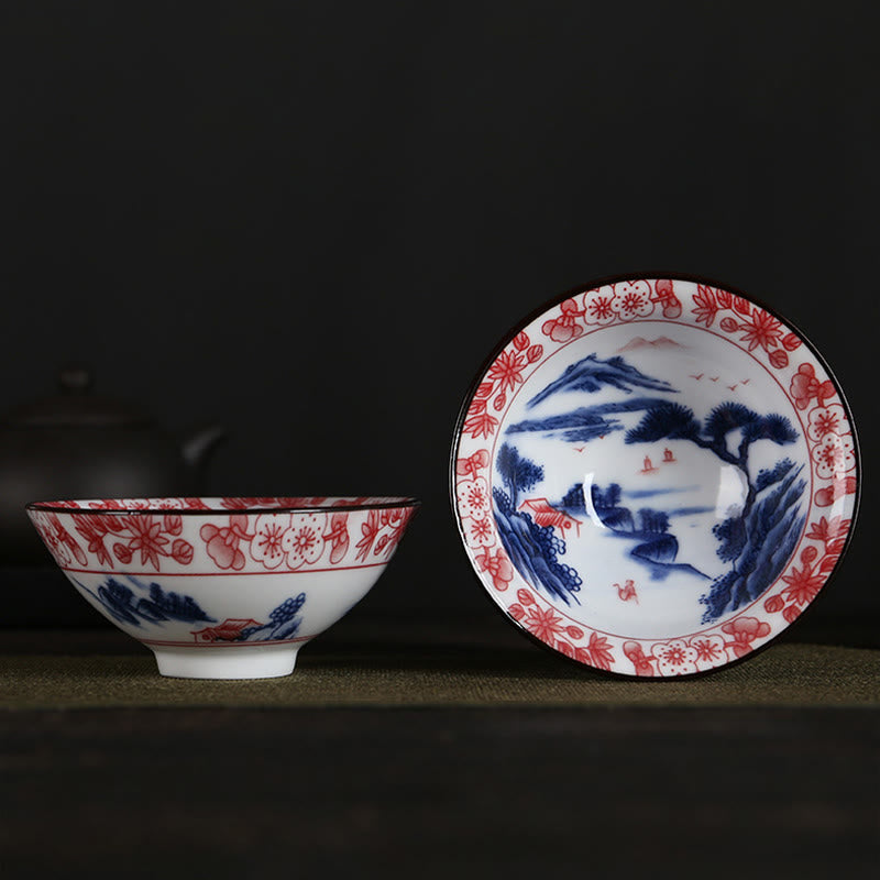 Taza de té de Buddha Stones, flores, carácter Fu, montañas, loto, flores de cerezo, taza de té de Kung Fu