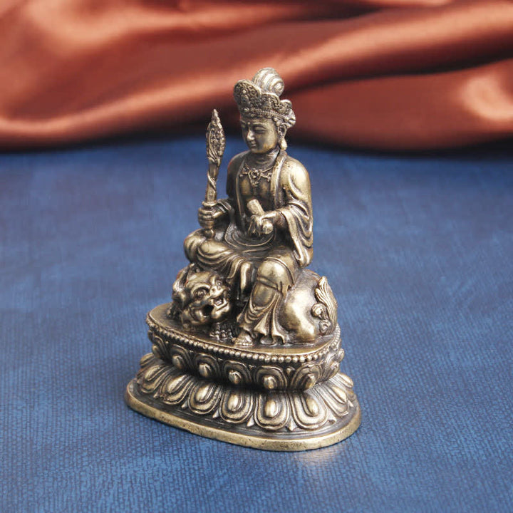 Decoración de estatua de cobre Manjusri Bodhisattva Serenity - image 4