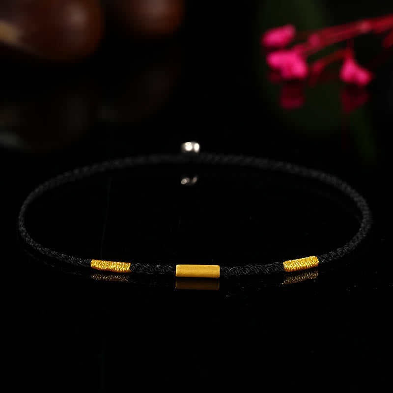 Pulsera de protección trenzada con nudos de deseos de cuatro hilos hecha a mano con cuentas de oro 999 de Buddha Stones