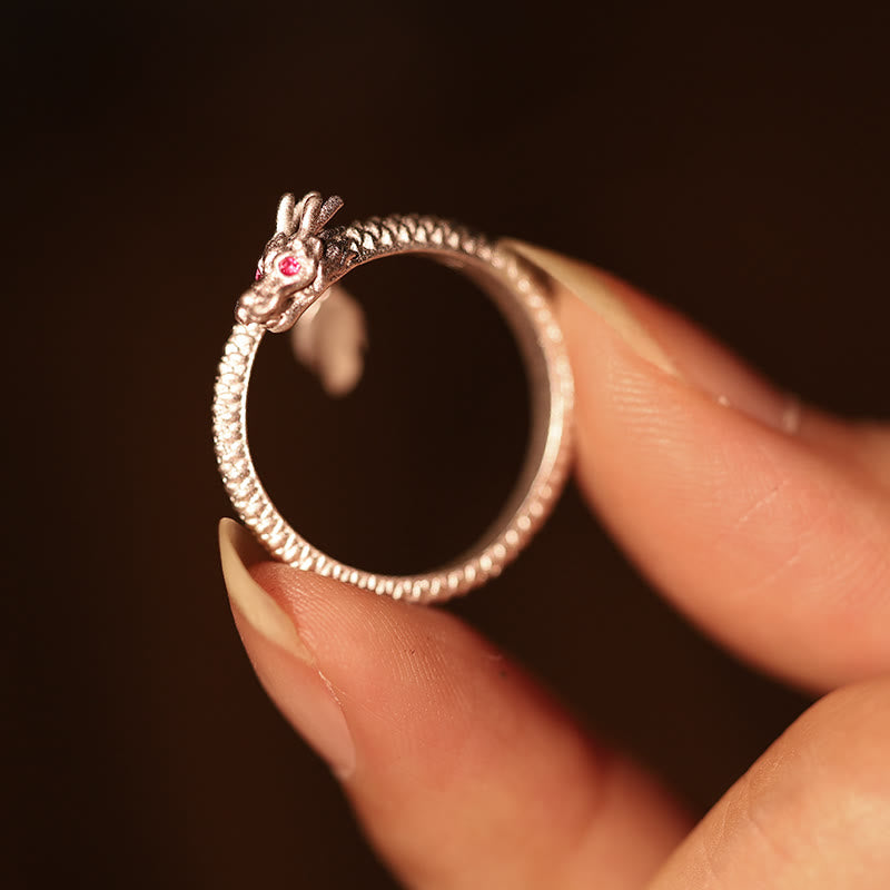 Anillo ajustable de plata de ley 925 con Buddha Stones , diseño vintage del Año del Dragón, protección de la suerte - image 14